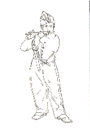 제복을 입고 피리를 불고 있는 소년 백묘법 버전 이미지