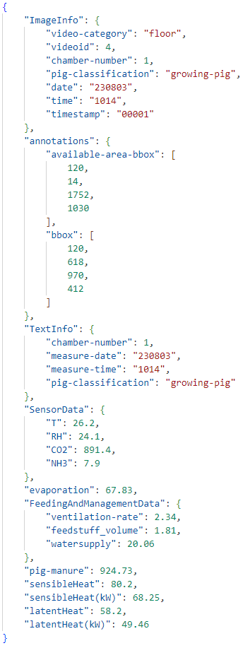 JSON 형식 증발량 데이터