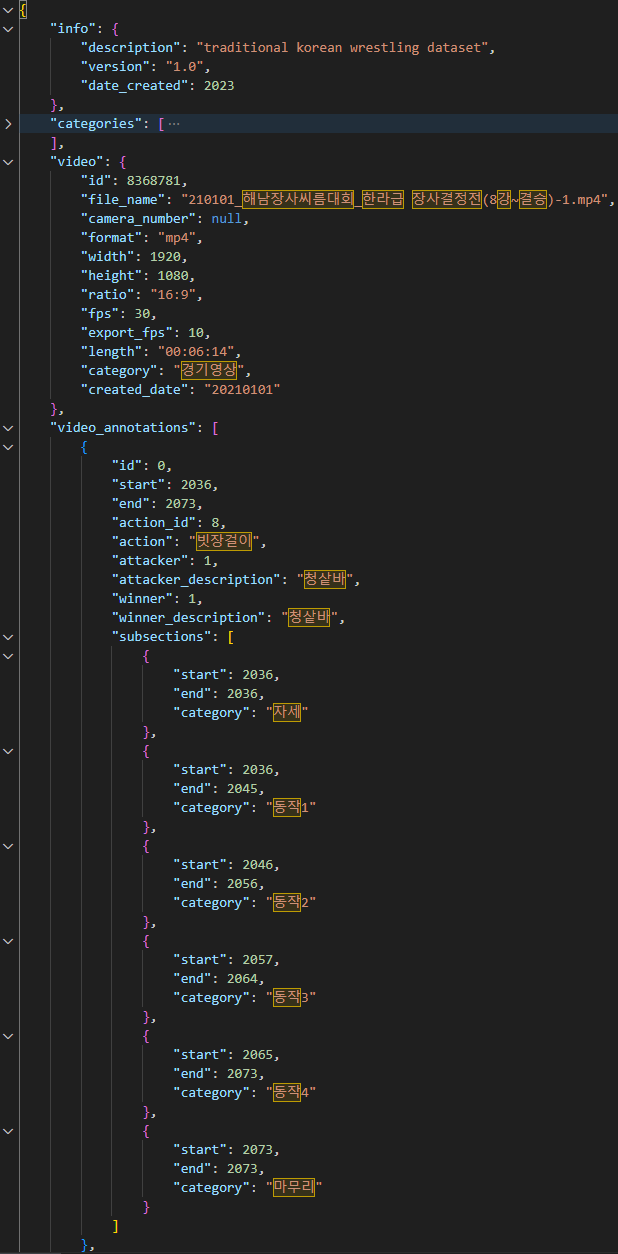 json 형식 영상 예시